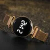 Dameshorloges 2023 Luxe dameshorloges Rose Gold roestvrijstalen dames polshorloge led digitaal horloge voor vrouwen elektronische klok Reloj mujer 240409