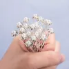 20st Fashion Wedding Bridal Pearl Flower Clear Crystal Hair Pins Clips Bridesmaid Hairwear Smycken Tillbehör 240403