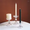 Kerzenhalter klassischer Retro -Stil Einfacher Glas Kerzenlestick Französische romantische Kerzenlicht -Esstisch Wohnzimmer Dekoration