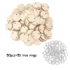 50pcs Circle en bois Tags de coeur suspendu décor avec anneaux de trou d'ornements en bois de Noël artisanat artisanal pour la planche d'anniversaire décor