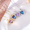 Designer Fashion Jewelry Constellation Pendant Women's Light Blue Crystal Necklace with Love Collar Chain