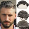 40 Grey Human Hair Mens Toupee Indian Remy Hair Replacement System 6 Inch Curly Toupee for Men French Lace Hairpiece5014031