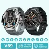 Montres 2024 New Bluetooth appelant les hommes V69 Smartwatch IP68 Blood imperméable oxygène 710mAh Health 100 + MODES SPORT