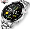 Lige Smart Watchs Men Smart Wwatch Led Полный сенсорный экран для Android IOS -сердечного ритма.