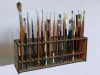 1Pc Wooden Simplicity Large Capacity Painting Brush Holder 67 Holes Detachable Wall Mounted Painting Brush Storage Rack