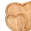 Estatuetas decorativas Double Heart Wood Serving Bandea Bandeja Tealight Dinner Plate Mesa de jantar Armazenamento para eventos de cozinha Mãe presente Househol