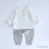 Kläder sätter 2st. Spring baby pojke kläder sätter 0-4y småbarn barn muslin organisk bomull långärmad t-shirt + lösa byxor barn kläder