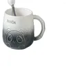 Canecas alívio do desenho animado de panda com alça de vidro de café com xícara de café com xícaras de leite com chá de caneca