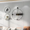 Reloj de pared minimalista Modern Creative Silent Stiving Restaurant Decoración de la pared de la oficina Relojes decorativos negros con cristal