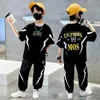 Summer Children Boy Clothes Set Letter Print Tshirts and Pants Passar Teenage Girl Short Sleeve Crew Top Bottom Tracksuit Outfits 240328