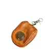 Head layer vegetable tanned leather keycase Indian handmade old washed zipper car keycase