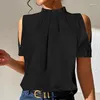 Blouses de femmes sexy de la chemise épaule femme Black Office Ladies Tops et 2024 Summer Casual Short Sleeve Top Femme Woman Shirts Blouse