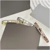 Bangle luxe armbanden klassieke eSigner S925 Sterling Sier Three Hollow Movable Crystal Cuff for Women Sieraden feest cadeau mode Dr Dhx5z