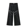 Herren Jeans Mode Hip Hop Hosen mit Niethochstraße Flare Denimhose LOSSE FIT Y2K Cowboy Bottoms Patchwork