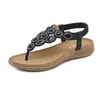 Donne di sandalo estivo caldo bohémien sandali di strass sandali comodi scarpe da vacanza in spiaggia rotonda in spiaggia 240228