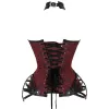 Taille plus taille corset top halter bustiers zipper vintage jacquard steampunk femmes victorien gothique costume renissance rouge noir