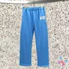 Calça masculina American High Street Blue Broken Broken Cotton Foam Letter Fashion Casual BP Sweatspants Sweats Mulheres calças de calça