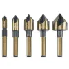 Quality 5pcs Industrial M2 82 Degree Point Angle Countersink Drill Bit Set Flute Wood Chamfering Tool Cutter Chamfer Countersink