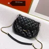 23 cm zwarte mini crossbody tas ontwerper koehide ketting portemonnee luxe tas dames handtas koppeling klep bord mode schoudertas