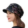 ベレー帽の女性ピークキャップショートスリム暖かい折りたたみ可能なイヤのスタイル花柄の花柄の秋の冬の帽子毎日