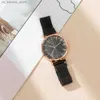 Wristwatches Luxury Ladies Diamond Set Simple Quartz Fashion Black Magnet Stainless Steel 2023 New Women Dress Clock es240409