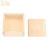 Wooden Box Unfinished Storage Box with Slide Top Natural Candlenut Card Keeper Wood Jewelry Box for Storage and Home Decoration