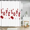 Rideaux de douche 3d Love Rose Flower Printing rideau salle de bain étanche Polyester Valentin pour la fête de la fête