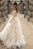 2024 Elegant Wedding Dresses Jewel Long Sleeves Lace Appliques Bridal Gowns Custom Made Button Back Sweep Train A Line Dress