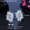 Hölzerohrringe Dreigraces Funkeln Marquise Cut Cubic Zirkonia Zarte große Blumenbrauthochzeit für Frauen Party Schmuck E1331