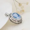 Autentisk 925 Sterling Silver Pendant Lady Cameo Retro Style Silver Inlaid Blue Agate Pendant CONCISE TRENDY JEYCHE