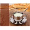 Tasses Europe des tasses à café à double tulette en acier inoxydable à double paroi avec un plateau cuillère à thé kuksa tasse chat mok caneca cafeteira
