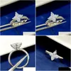 Klusterringar 2024 High-End Pure 925 Sterling Sier Dazzling Star Ring 18K Platinum For Women s smycken Tillbehör Drop Delivery Otjkc