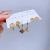 أقراط جديدة عالية الجودة مصممة من مصممي Advanced Laser Four Leaf Earrings Three Pair Set Light Luxury Fashion Ear مع Logo Vancelf