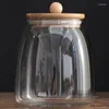 Butelki do przechowywania 3PCS drewniane pokrywki szklane słoik duża pojemność mason słoiki z jedzeniem pojemnik na herbatę butelka kuchenna