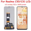 6.5 "Origineel voor Oppo Realme C30 LCD RMX3581 LCD Display Screen Touch Panel Digitizer voor Realme C31 LCD -frame RMX3501 Display