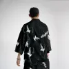 Oversize 6xl Men Kimono Cardigan Pantalon Suit Japonais Imprime Crane Yukata Robe Set News Veste Chinese Style Tang Suit