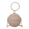 Evening Bags Circular Ring Portable Metal Sliver Round Ball Handbags For Lipstick Elegant Luxury Clutch Purse Wedding Wallets