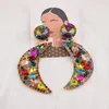 Dangle Earrings CuiEr 4.3" The Rhinestones Moon Design Elegant Fashion Drop For Women Wedding Statement Jewelry Multi Color