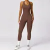 Naadloze gym sport jumpsuit dames sportkleding sexy holle backless scrunch fitness overalls push up One Pieces outfit yoga Wear 240409