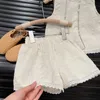 衣類セット女の子の服セット2023夏の韓国の女の子セット子供ソフトホワイトフローラル刺繍ベスト+レースショーツ2ピーススーツ