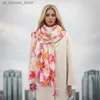 Bufandas estampado floral bufanda de lino de algodón para mujeres de lujo Winter Warm Pashmina Shawl Wrap 180*90cm Stoles de playa grande Bufanda Hijab 2024240409