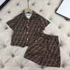 2024 Summer F New Childres Shirt Short Sleeved Set Men and Women Baby Set Short Sleeved Shorts Two Piece Set Western Style Trend