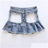 Rokken zomer dames korte mini rok uitgehold uit je denimmeisje jeans danser nachtclub kostuum vrouwelijke drop levering dhe3x