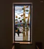 Pencere çıkartmaları yapıştırıcı kendi kendine yapışkan özel boyutta vitray film hayvan renkli baskı resmi dikdörtgen şekil ev dekor