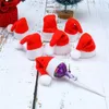 6pcs Yeni Yıl Noel Çatal Bıçağı Çatal Tutucu Tutucu Cep Mini Lollipop Noel Baba Şapkalar Lollypop Cap Noel Masa Dekoru