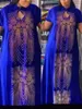 Ethnic Clothing African Design Bazin Long Stick Diamond Short Sleeve High Collar Dashiki For Lady Print Dresses