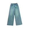 Dubbele rijbroek Nieuwe High Tailed High Elastic Dunne rechte been brede poot jeans zomer dames nieuw 2024