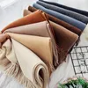 Blankets Winter Scarf Women Autumn Cashmere Thickened Warm Shawl Classic Tassels Fluffy Solid Color Soft Blanket