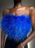 Damestanks Camis Tossy Fur Feather Strapless Tube Tops For Women Party Fashion Bustier Cute Top Y2K Club 2022 Nieuwe sexy mini Fluffy strakke bh -top J240409