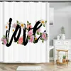 Rideaux de douche 3d Love Rose Flower Printing rideau salle de bain étanche Polyester Valentin pour la fête de la fête